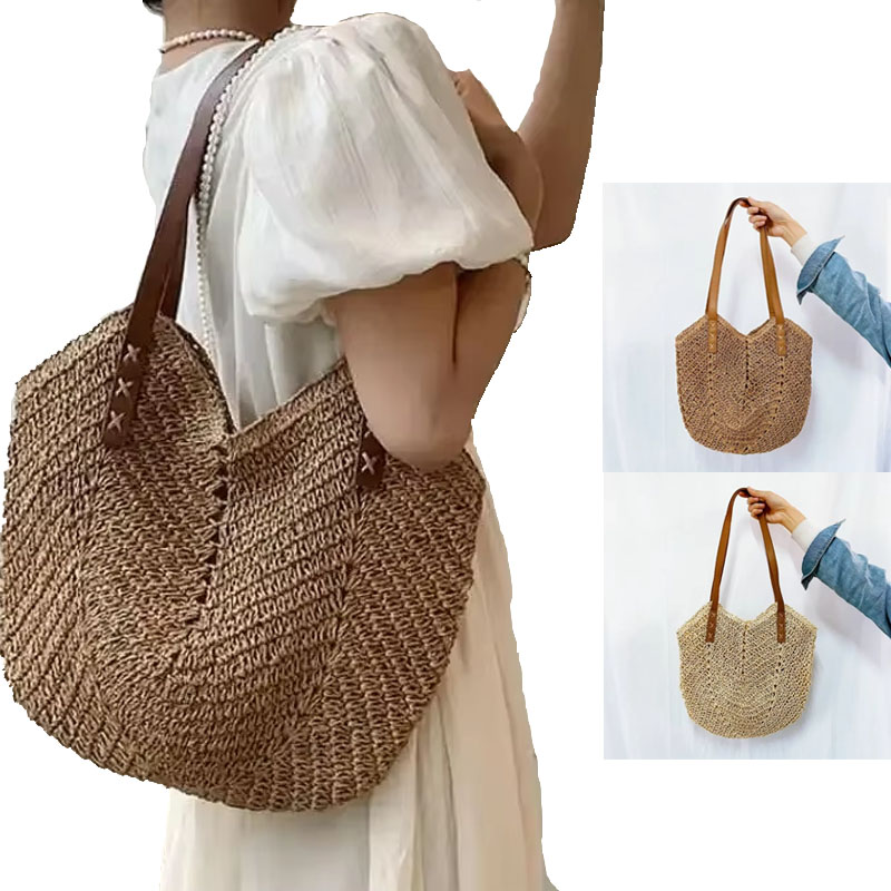 2026 Summer Handle Bag Hollow  - огляд і ціна Crochet Bag Raffia