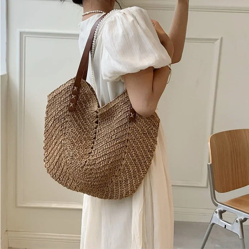 2026 Summer Handle Bag Hollow  - огляд і ціна Crochet Bag Raffia