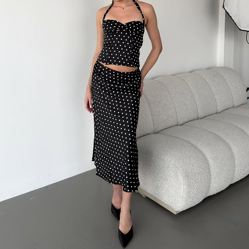 Two Piece Set Polka Dot Skirts - огляд і ціна Crop Top Crochet