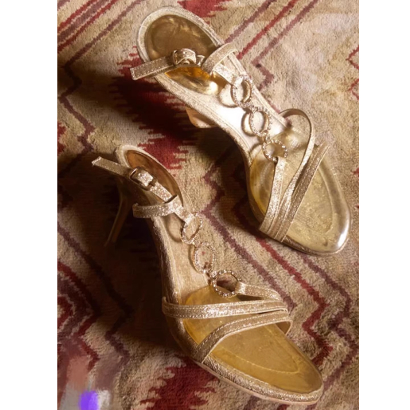 Gold Strappy Rhinestone Slingb - огляд і ціна Sandal Strappy Heeled