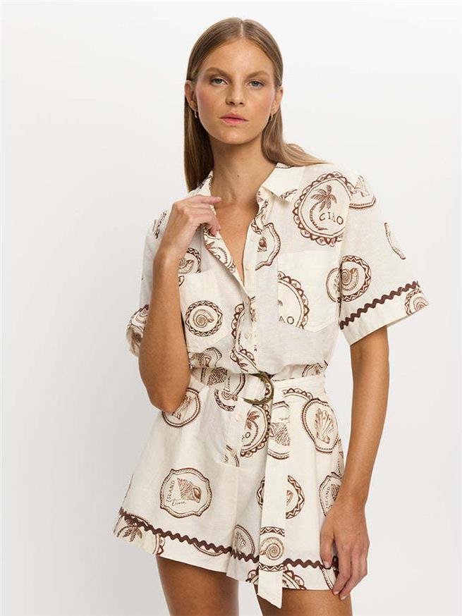 Elegant Floral Print Linen Wra - огляд і ціна Linen Dress Wrap