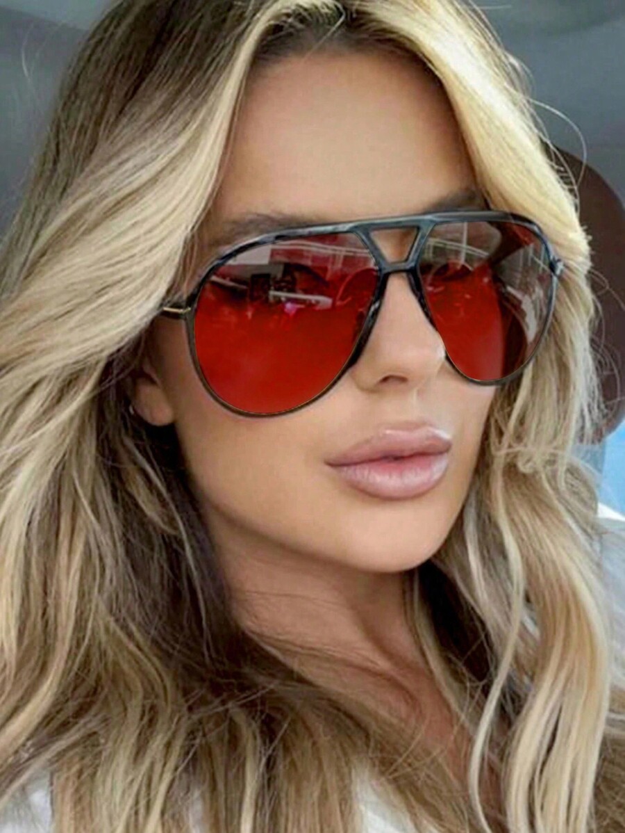 1pc Oversized Double Bridge Fu - огляд і ціна Sunglasses Cat Eye