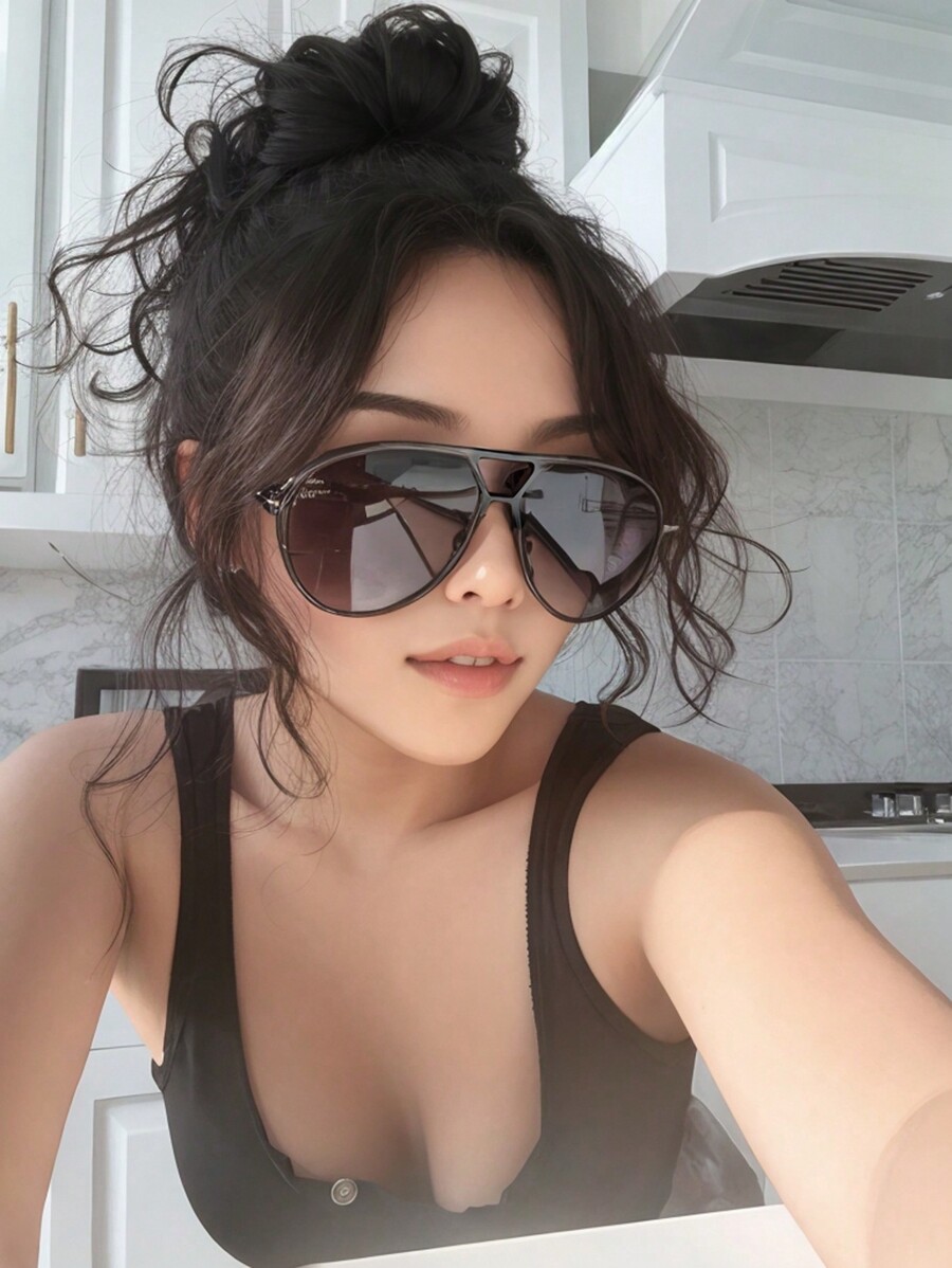 1pc Oversized Double Bridge Fu - огляд і ціна Sunglasses Cat Eye