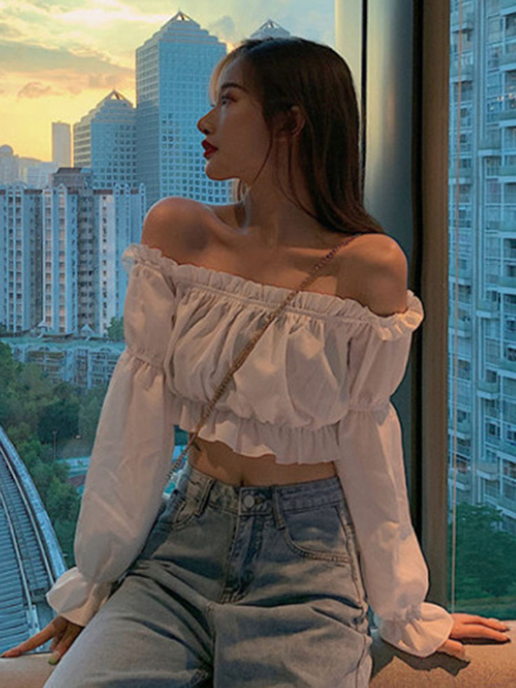 Women Top Sexy Blouse Off Shou - огляд і ціна Crop Top Crochet