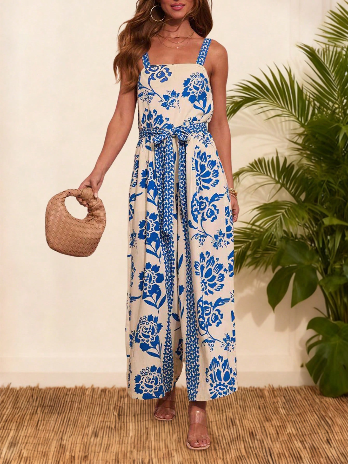 Women's Boho Blue Floral Print - огляд і ціна Romper Floral Print